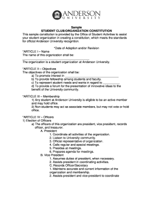 Student Club Constitution Template