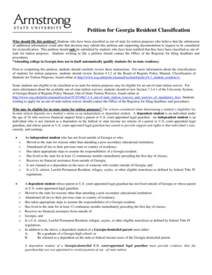 Georgia Resident Classification Petition
