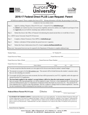 Federal Direct PLUS Loan Request Form