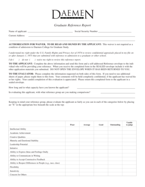 Graduate Reference Report Waiver Form