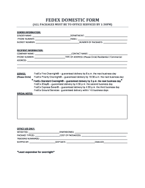 FedEx Domestic Shipping Form