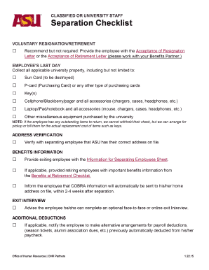 Employee Separation Checklist