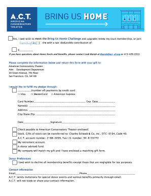 American Conservatory Theater Membership Renewal Form