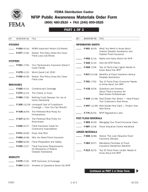 NFIP Public Awareness Materials Order Form