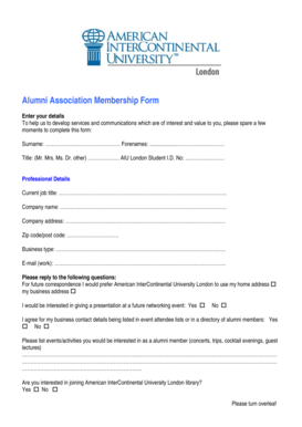 Alumni Association Membership Form