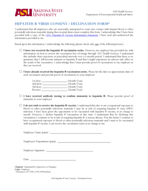 Hepatitis B Virus Consent Declination Form
