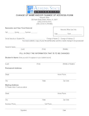 Change of Name and Address Form