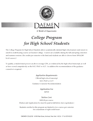 College Program Application for High School Students