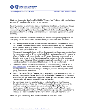 BlueCross BlueShield of Western New York Membership Enrollment Application