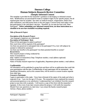 Informed Consent Form for Human Subjects Research