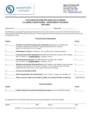 Untaxed Income Clarification Form