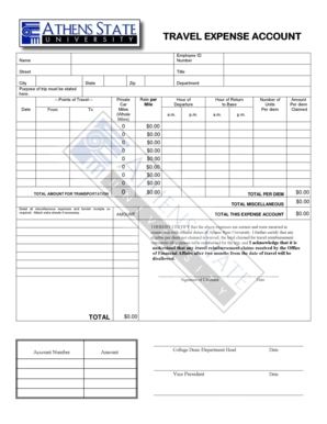 Travel Expense Account Form