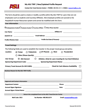 ASU TRIP Profile Request Form