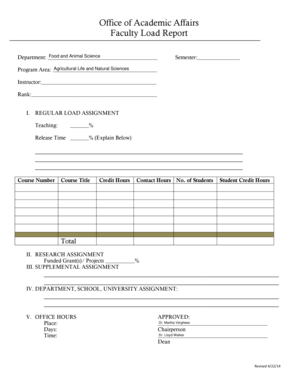 Faculty Load Report Form