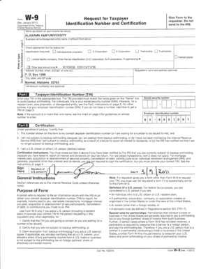 Formulaire W-9 Demande de numéro d'identification du contribuable et certification