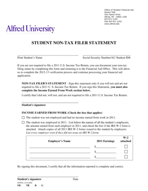 Student Non-Tax Filer Statement