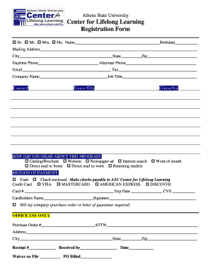 Athens State University Registration Form