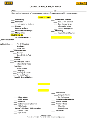 Change of Major and/or Minor Form