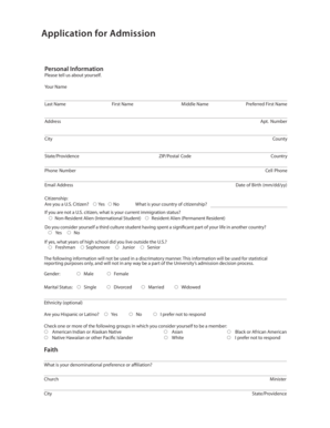 Application for Admission
