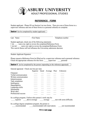 Student Reference Form
