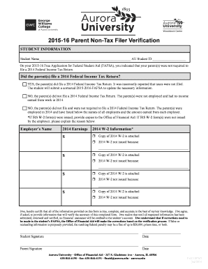 Parent Non-Tax Filer Verification Form