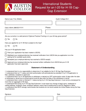 I-20 Request for H-1B Cap-Gap Extension