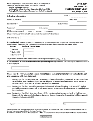 Federal Direct Loan Request Form