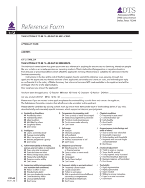 Dallas Theological Seminary Reference Form