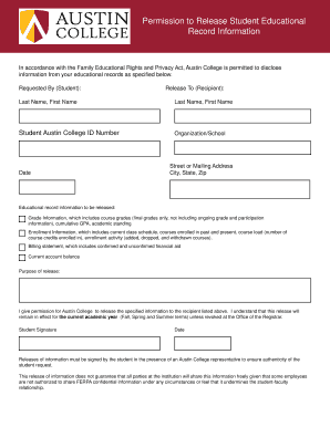 Permission to Release Student Educational Record Information