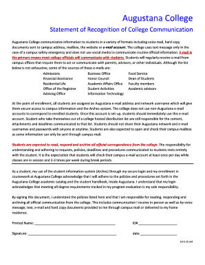 Augustana College Communication Recognition Form