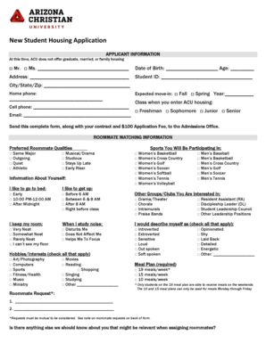 New Student Housing Application