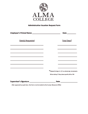 Administrative Vacation Request Form