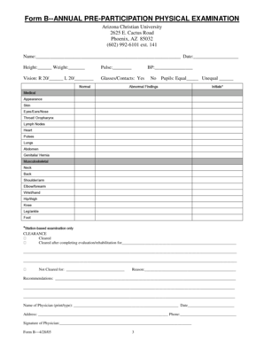 Annual Pre-Participation Physical Examination Form