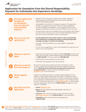 Application for Exemption from Shared Responsibility Payment