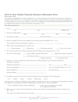 2015-16 New Student Financial Assistance Information Form