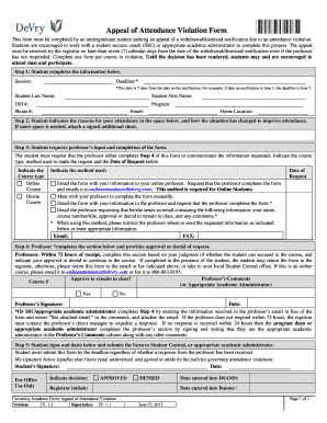 Appeal of Attendance Violation Form