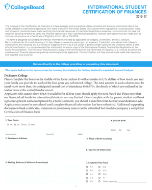 International Student Certification of Finances