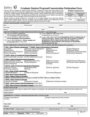 Graduate Student Program Concentration Declaration Form