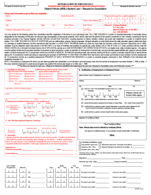Federal Perkins Student Loan Cancellation Request