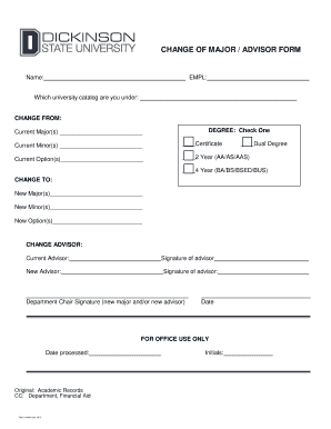 Change of Major or Advisor Form