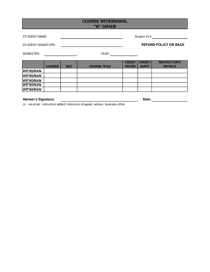 Course Withdrawal Form