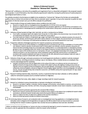 Waiver of Informed Consent Checklist