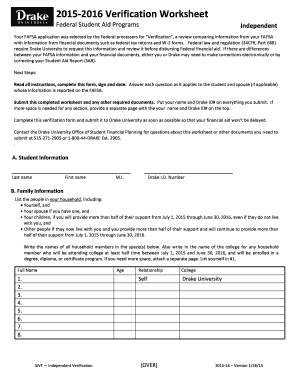 2015-2016 FAFSA Verification Worksheet