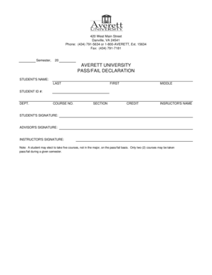 Averett University Pass/Fail Declaration Form