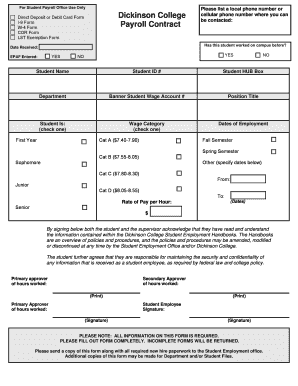 Dickinson College Student Employment Payroll Form