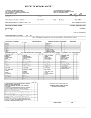 Student Medical History Form