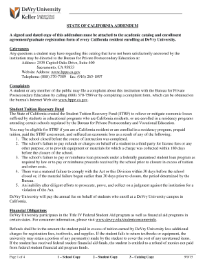 California Addendum for DeVry University Enrollment