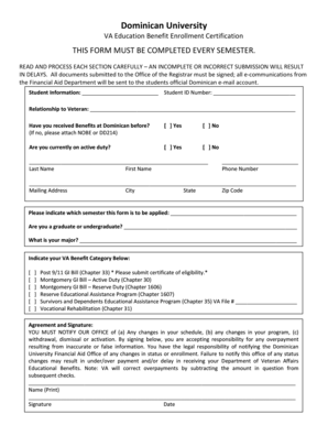 VA Education Benefit Enrollment Certification