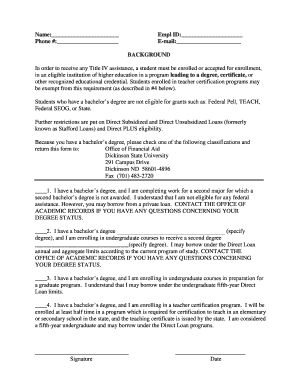 Financial Aid Eligibility Form