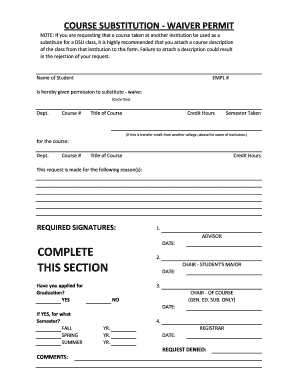 Course Substitution Waiver Permit